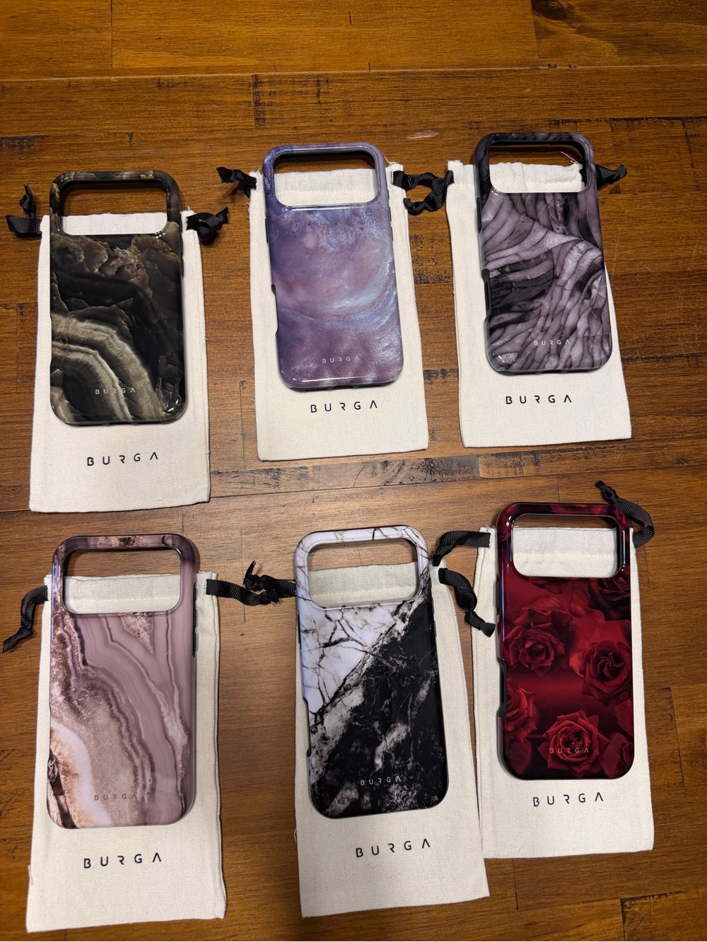 BURGA 6 Protective Phone Cases —  for iPhone 17 Pro Max- Marble, Geode, Roses